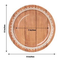 25 BROWN 9″ Wood Print Floral Lace Paper Salad Dinner PLATES Party Decorations
