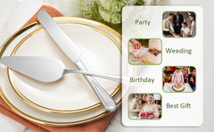2-Piece Premium Cake Cutting Set, Exquisite Knife and Server with Serrated