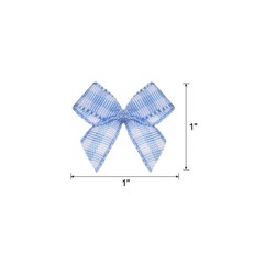 50Pcs Mini Gingham Ribbon Bow 1″ Checkered Ribbon Bows Blue and White