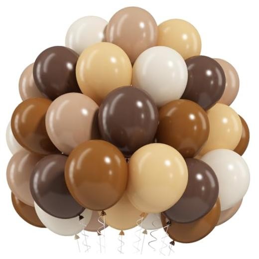 Brown Balloons, 50 PCS 12 Inch Double Stuffed Dark Light Brown Brown Nude