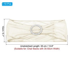 10Pcs 14″x5″ Stretch Chair Sashes Bows Chair Bands Sash with Buckle Cream