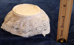 Vintage Lomey Floral Foam Bouquet Holder Base White Lace Collar 0.07lb