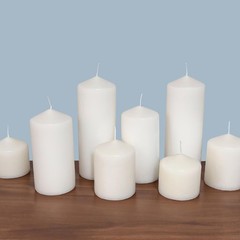 6 Count Tall 3 x 6 Inch 65 Hour Long Burning Unscented White Wax Pillar Candles