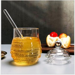 XIZHI 10 OZ Transparent Honey Jar with Dipper and Lid Glass