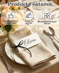 100 PCS Name Place Cards Table Setting Velvet Ribbon Wedding Party 3.94″x1.57″