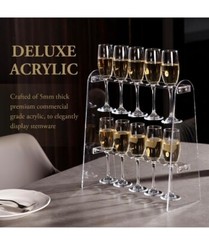 2 Tier Clear Acrylic Champagne Flute Glass Holder.. For Party, 10 Spots