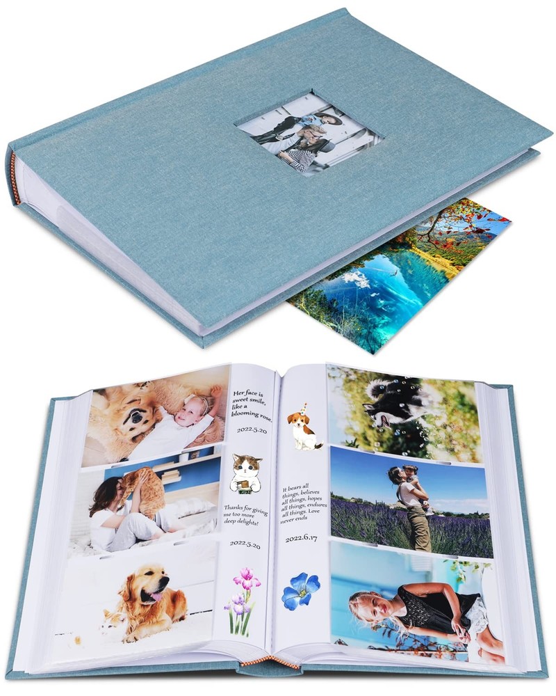 1DOT2 Photo Album 4×6 Hold 12.8 x 8.8 x 2.4 inches, 402 photos, Cyan Blue