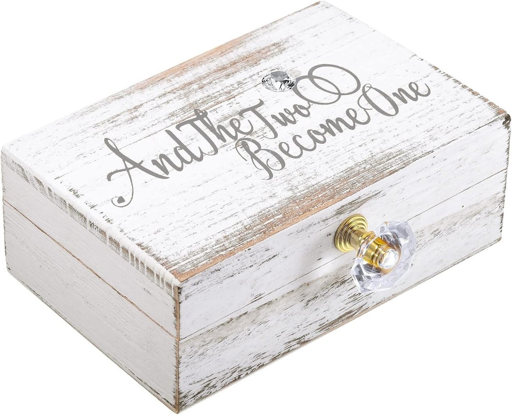 Hicarer Wedding Ring Bearer Box and Then Two Become One Mr. and Mrs.