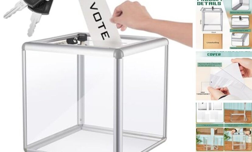 Lineshading Acrylic Donation Raffle Box with Slot & Lock, 10 x 10 x 10 in 1