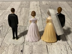 Vintage Wedding Cake Topper 1950’s Bride and Groom Bridesmaid Figurines Plastic
