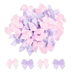 100Pcs Mini Ribbon Bows 1″ Mini Fabric Satin Ribbon Flower Bows Pink & Purple