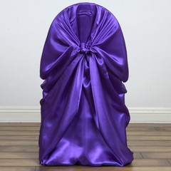 6 Purple SATIN UNIVERSAL CHAIR COVER for Wedding Banquet Reception Decorations