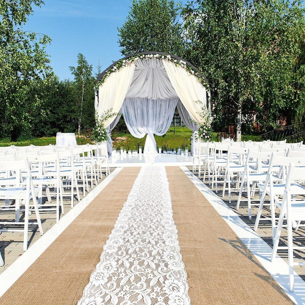 Preboun 3ft x 100 ft Natural Burlap Wedding Runner Aisle Outdoor for Wedding …