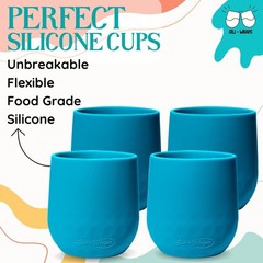 Unbreakable Silicone Wine Glasses – Set of 4 – BPA-Free, Swirls (Aqua) brights