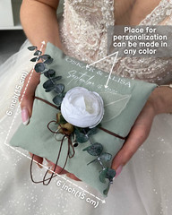 Ring pillow Dried eucalyptus, Personalized,Ring bearer pillow Sage green wedding