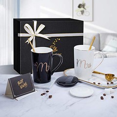 Mr and Mrs Coffee Mugs Set – Unique Wedding Gifts For Bride and Groom Black&W