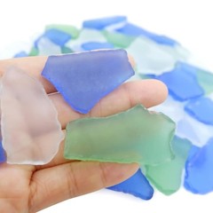Atoplutly 14oz Frosted Sea Glass Pieces for Crafts Medium, Blue White Green