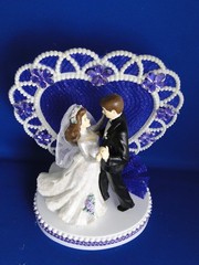 New Elegant Wedding Dancing Couple Caketop, Crystal Heart, purple decor #347
