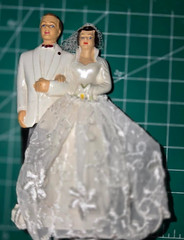 Vintage 1950s Wedding Cake Topper Bride & Groom. Elizabeth Taylor Style Dress