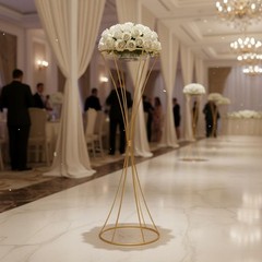 Metal Hourglass Flower Holder Wrought Iron Wedding Aisle Floor Vase for