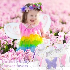 Dunzy 100 Sets Butterfly Theme Baby Shower Favors for Guests Purple, Pink