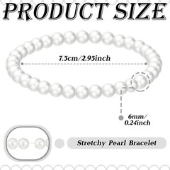 Elastic Pearl Bracelets for Women Wedding Stretch Faux Pearl Wrist Bands Whit…