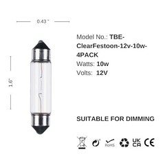 TBE Lighting Replacement Festoon Bulbs, PACK OF 4 Xenon lights for