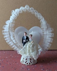 Vintage MCM Bride and Groom Wedding Anniversary Cake Topper