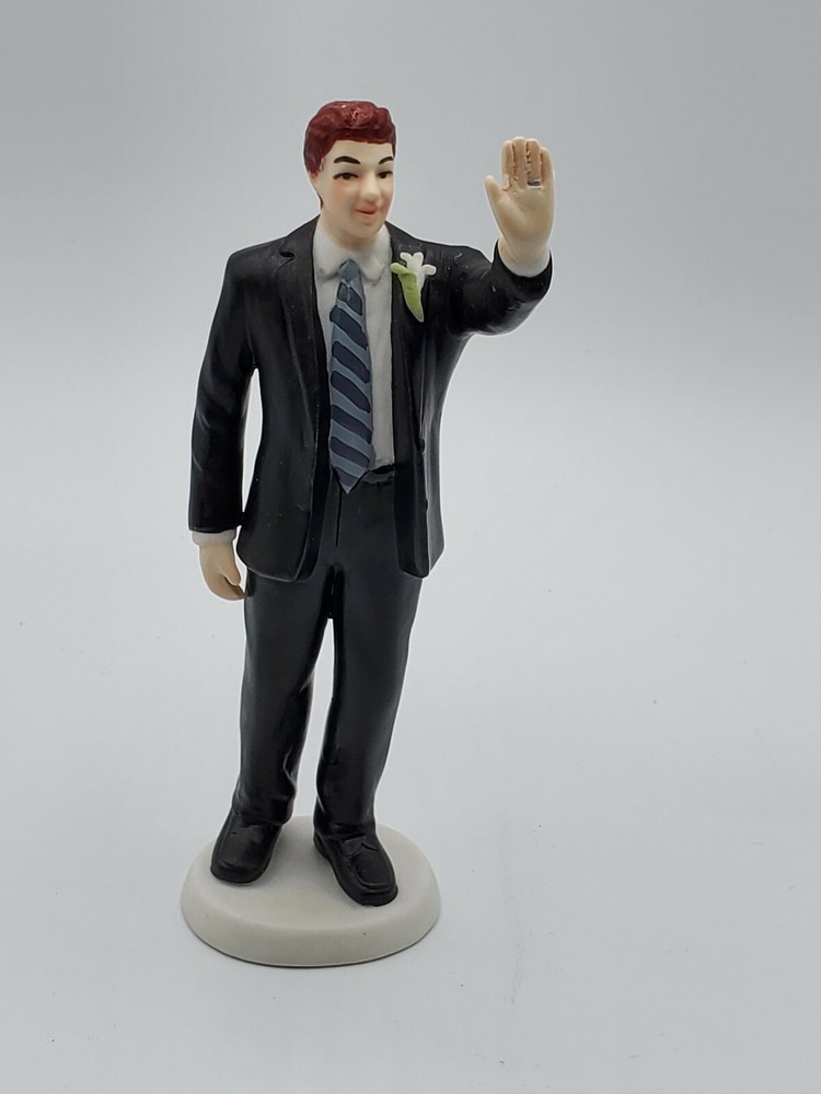 High Five Groom Figurin Wedding Cake Topper 5 5/8″ Tall Light Brown Hair