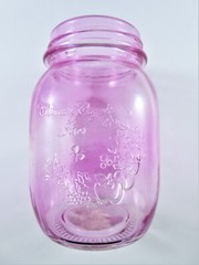 Country Cottage Glass Jars Vases Pink Pair Pint Size Centerpiece Wedding Décor
