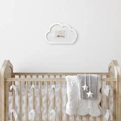 Baby Shower Guest Cloud Frame with Wooden Rain Drops Guestbook Alternative, Nur