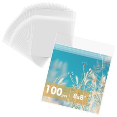 Mat Board Center 8×8 Inches Crystal Clear Sleeves Storage Bags, 100 Pack Self…