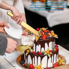 Wedding Cake Knife and Server Set, Gold Titanium Plating Stainless Steel Cake…