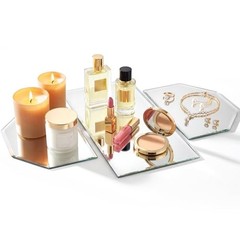 3 Pcs Irregular Glass Mirror Trays for Table – 5mm Thick Beveled