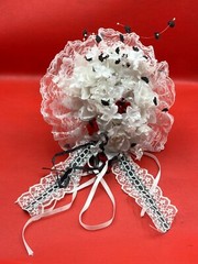 Bridal & Flower Girl Bouquets, Boutonnieres, Black and White with Red Roses