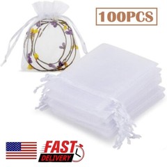 100Pcs Organza Wedding Party Favor Decoration Gift Candy Sheer Bags Pouches USA
