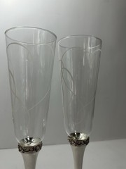 Mikasa «Love Story» Heart Shape Silver Plated Flutes Wedding / Special Occasion