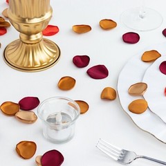 400 RED GOLD Silk Rose Petals Matte Artificial Flowers Table CONFETTI Party