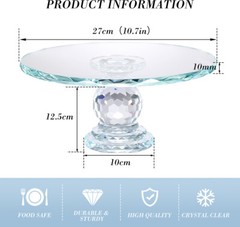 Crystal Glass Cake Stand Fruit Plate Clear Display Desserts Holder Wedding Party