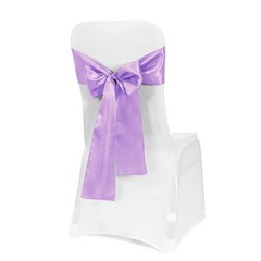 PCS Satin Chair Sashes Bows for Wedding Reception- Universal Chair 50 Lavender