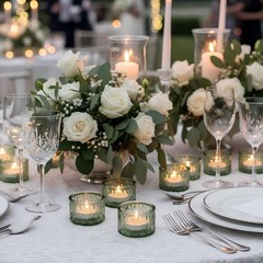 DEVI 24 Green Glass Votive Candle Holders for Wedding Decor