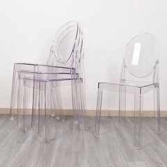 4 Clear Stackable Transparent Acrylic Banquet Chairs Oval Back Party Decorations