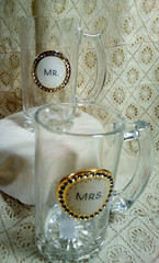 NIB~PAIR ~ MR & MRS «BEER MUGS» wedding «from this day Forward» NEW IN BOXES