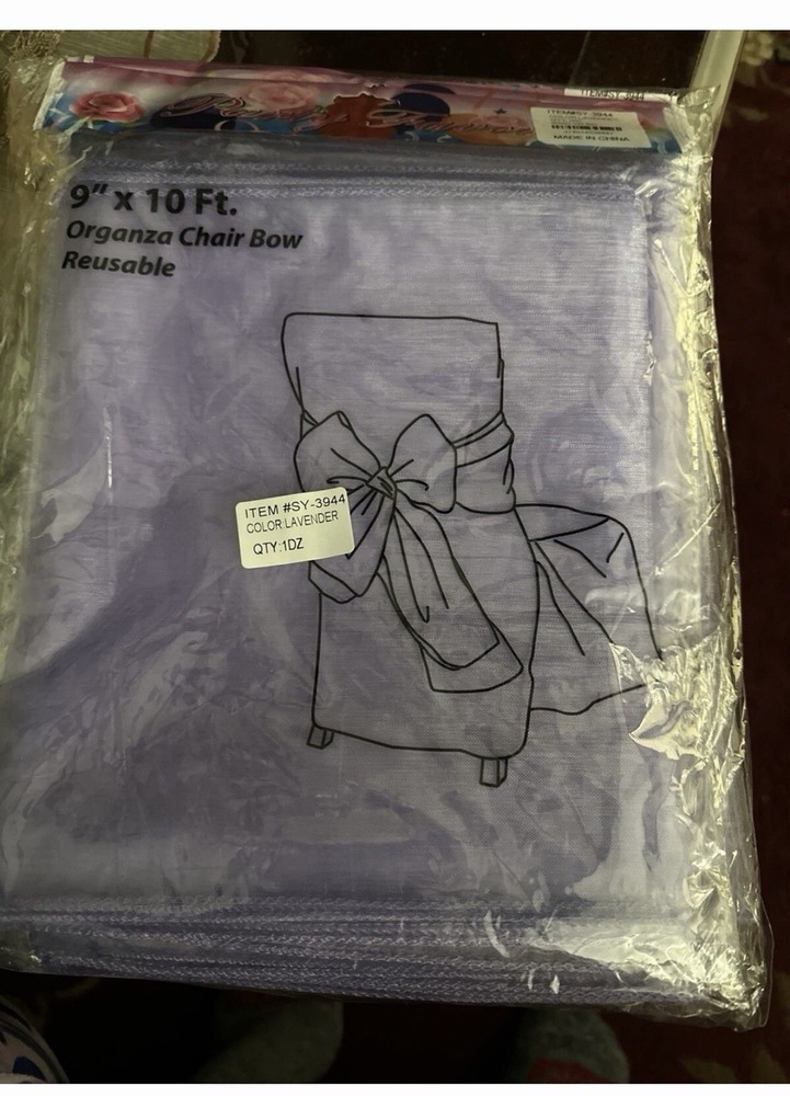 Organza Chair Cover Bow Sash for Wedding and Party Decor 9 Inch X 10 Feet
