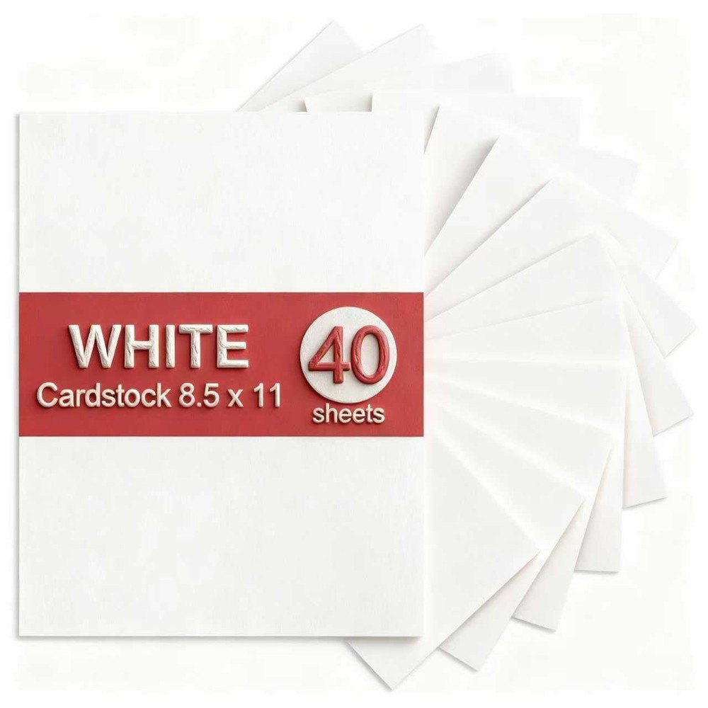White Cardstock 8.5 x 11, 40 Sheets Card Stock, 75 x 11 inches,