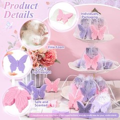 Dunzy 100 Sets Butterfly Theme Baby Shower Favors for Guests Purple, Pink