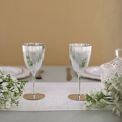 Silver Metallic Plastic 8 oz Wine Glasses Disposable Party Events Wedding Bar