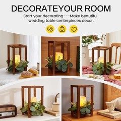 60 Pcs Wooden Wedding Lantern Centerpiece Set – Candle Holders, LED Candles & Eu