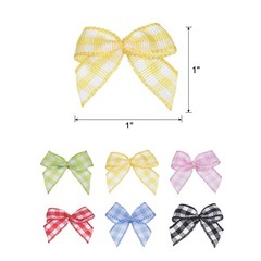 60Pcs Mini Gingham Ribbon Bow 1″ Checkered Ribbon Bows Multicolor