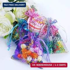 Marrywindix 100pcs Organza Drawstring Pouches Jewelry bags, Candy Pouch Chocorat